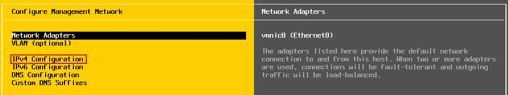IPv4-Konfiguration des von einem ESXi-Server verwendeten Netzwerkadapters