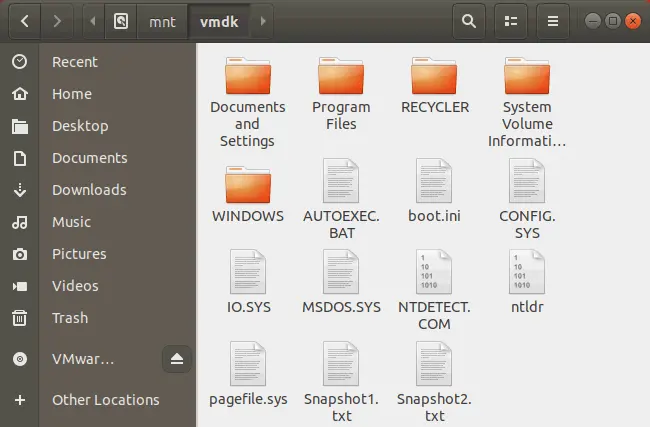 Browse vmdk file contents after mounting the image to the directory