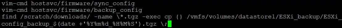 Création d'un script de sauvegarde simple pour sauvergarder la configuration de l'hôte ESXi
