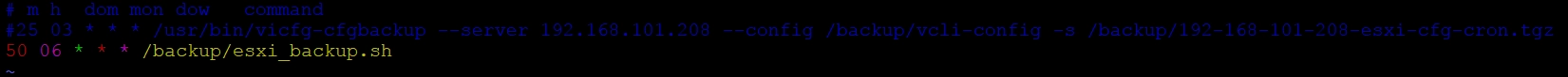 Configuration Cron qui crée des fichiers de configuration ESXi à sauvegarder avec des noms uniques