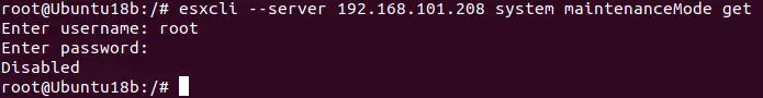 Saisie d'un identifiant et d'un mot de passe pour exécuter une commande à distance sur un hôte ESXi