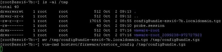 Comment restaurer la configuration ESXi from une sauvegarde