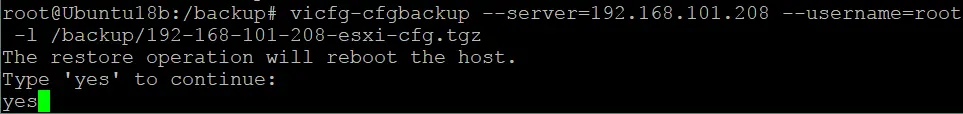 Comment restaurer la configuration ESXi from vos sauvegardes