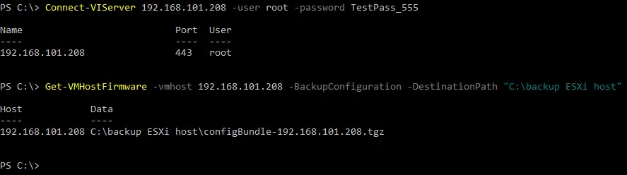 Comment effectuer la sauvegarde de l'hôte ESXi avec PowerCLI