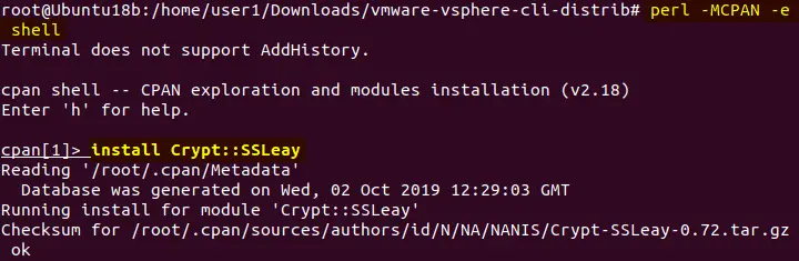 Installation manuelle des modules Perl pour sauvergarder la configuration ESXi