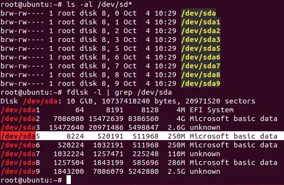 Montage de la partition qui contient l'archive de configuration ESXi