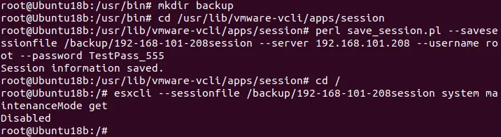 Exécution de commandes dans l'interface CLI vSphere par l'intermédiaire d'un fichier de session