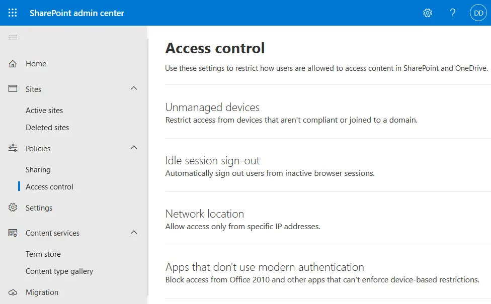 Configuring access control