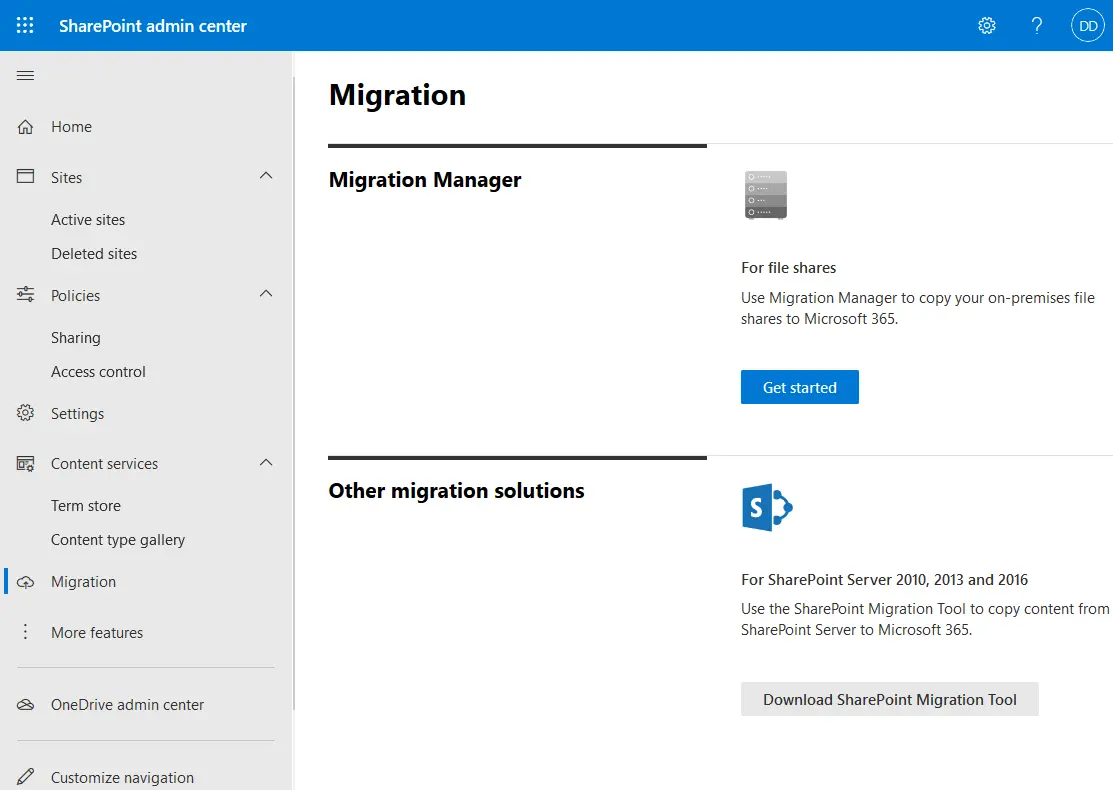 SharePoint migration options