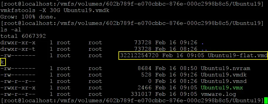 The virtual disk size has been increased