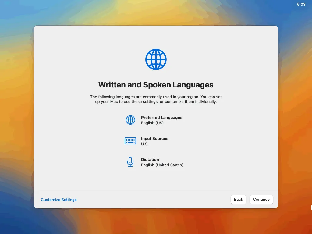 selecting a language