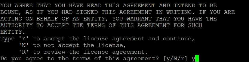 Reading the license agreement