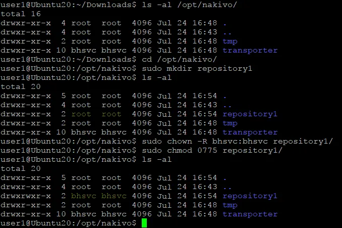 Creating a directory for a Backup Repository