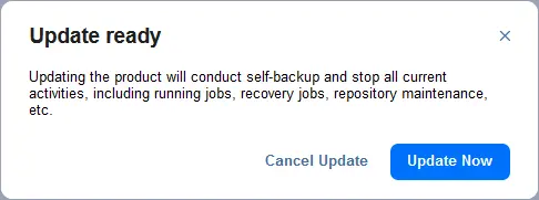 A confirmation message is displayed before starting the update