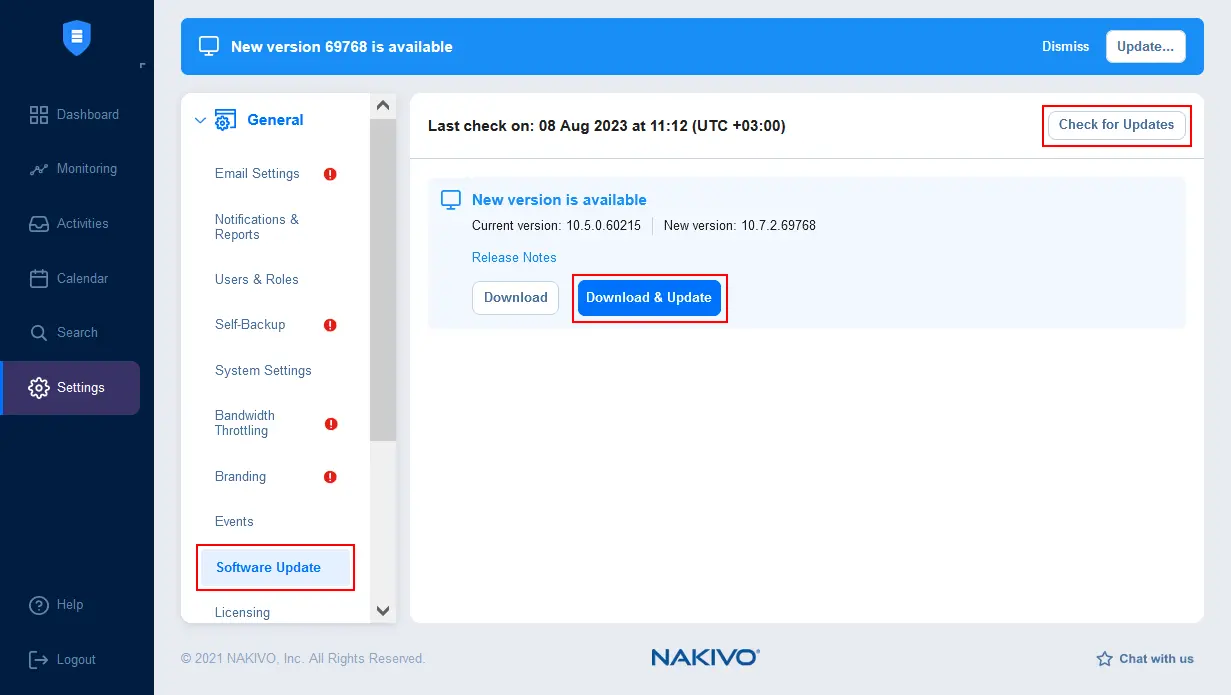 Checking for updates – a new version is available