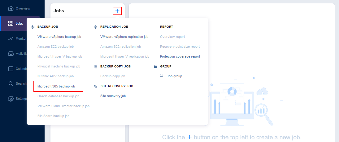 Creating a new Microsoft Teams backup job