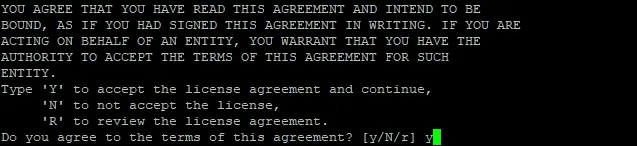 Reading and accepting the license agreement