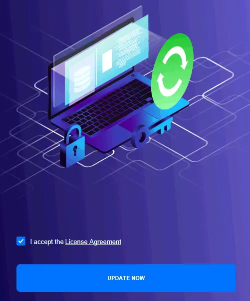 Reading and accepting the License agreement window