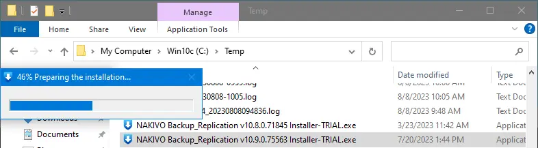 Running the exe file of the Windows installer or updater