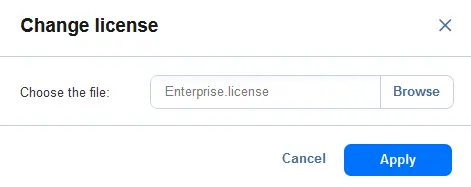 Selección del archivo de la licencia Enterprise