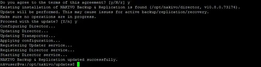 Updating NAKIVO Backup & Replication in the Linux command line