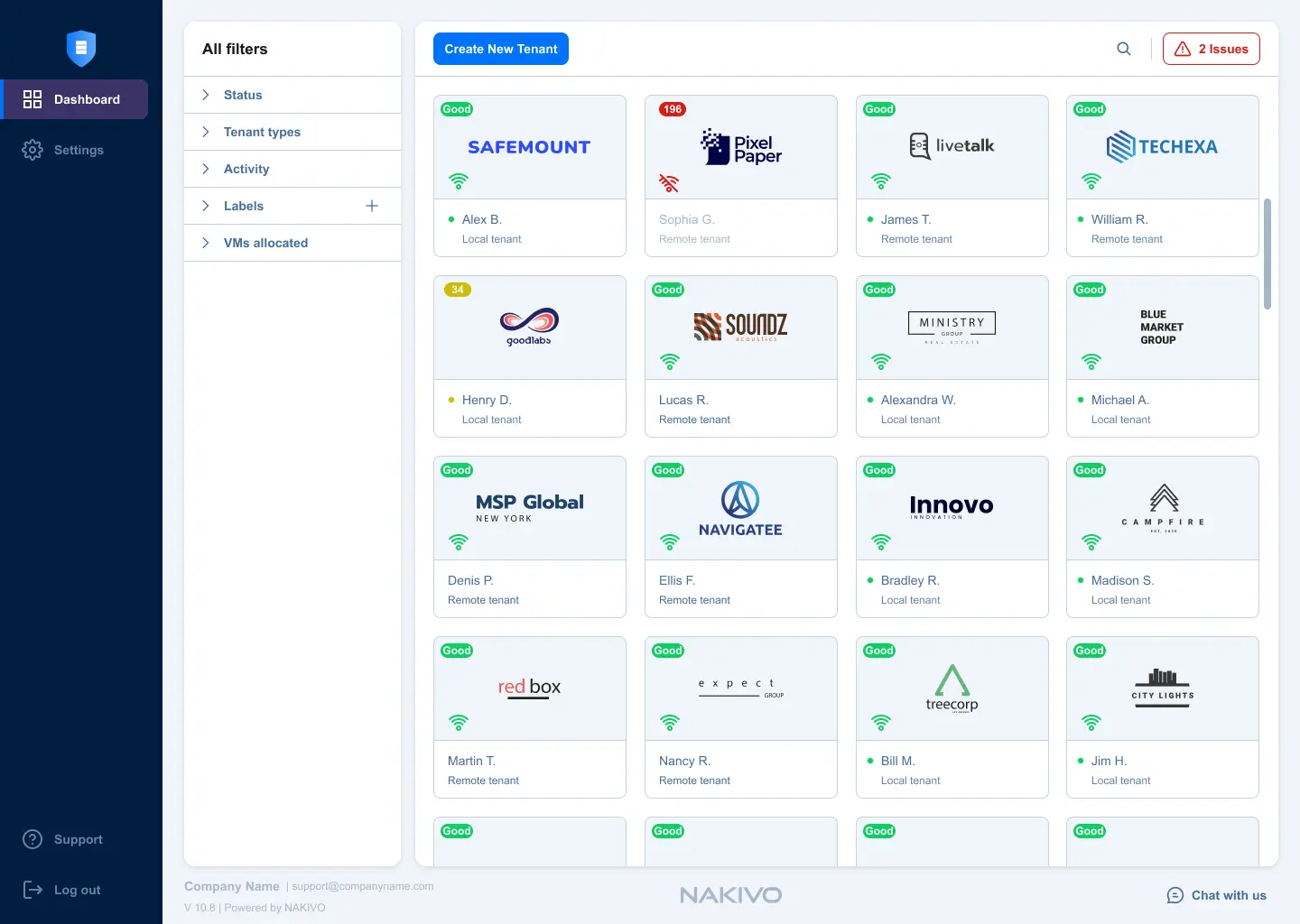 manage all clients from the NAKIVO MSP Console