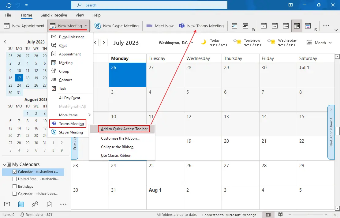 How to add Teams meeting to Outlook