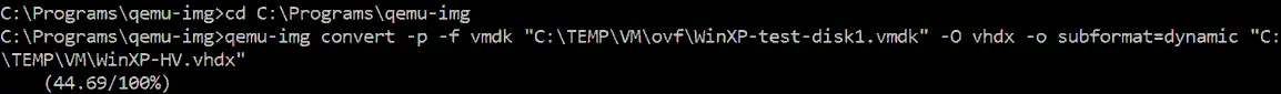 How to convert OVA to Hyper-V using qemu-img
