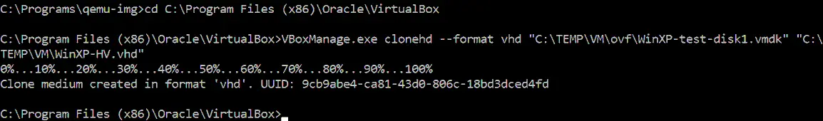 How to convert OVA to Hyper-V using vboxmanage