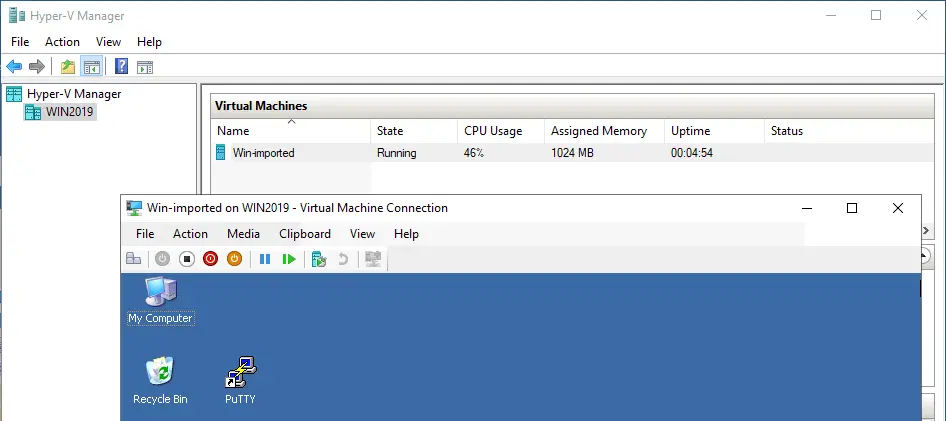 Process to import OVA file in Hyper-V has been successfully completed