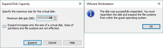 How to extend hard drive of a VM in VMware Workstation