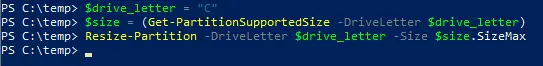 How to extend Windows partitions in PowerShell