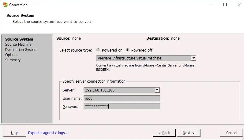 Selecting a source system