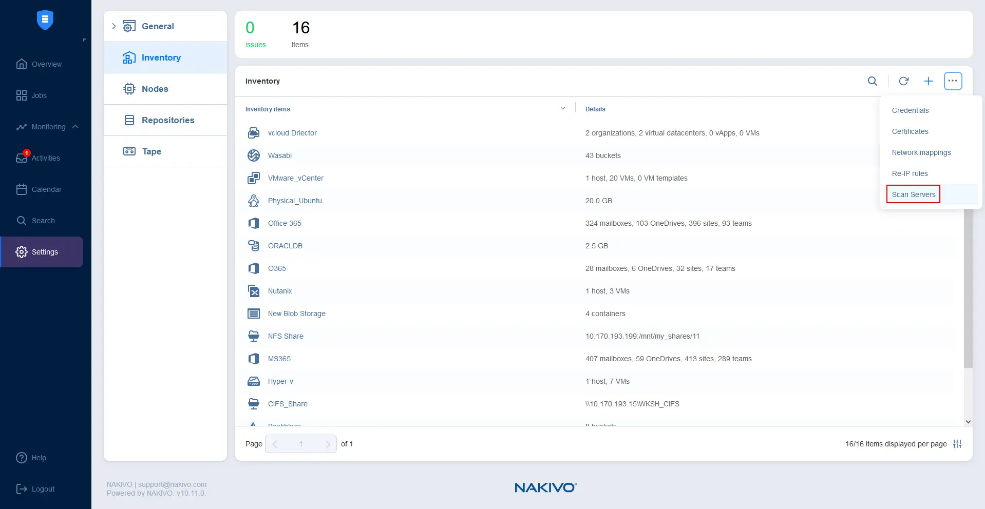 Adding a scan server in NAKIVO Backup & Replication