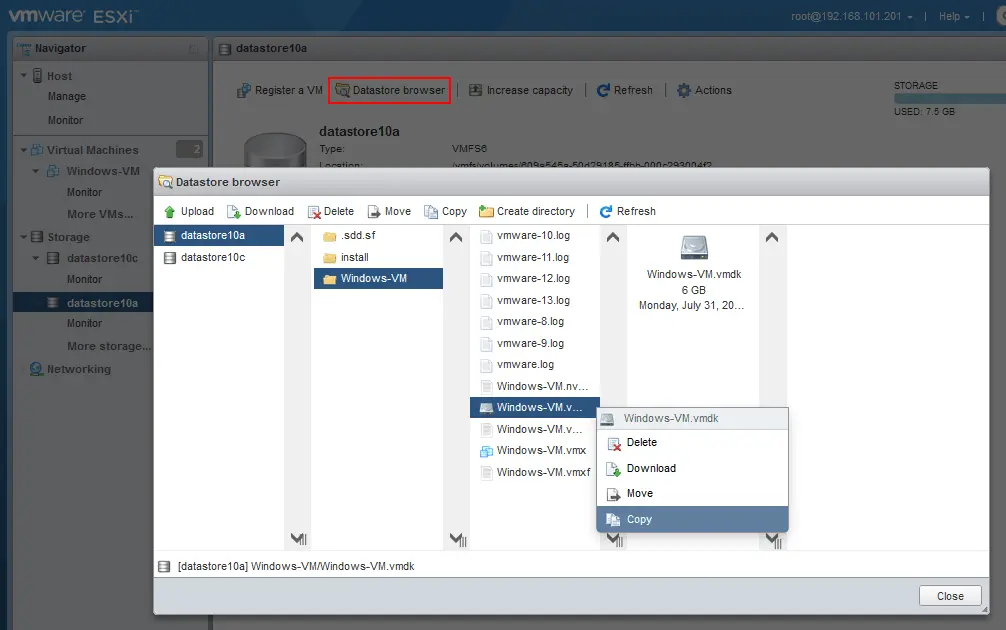 Copying a virtual disk of the original VM