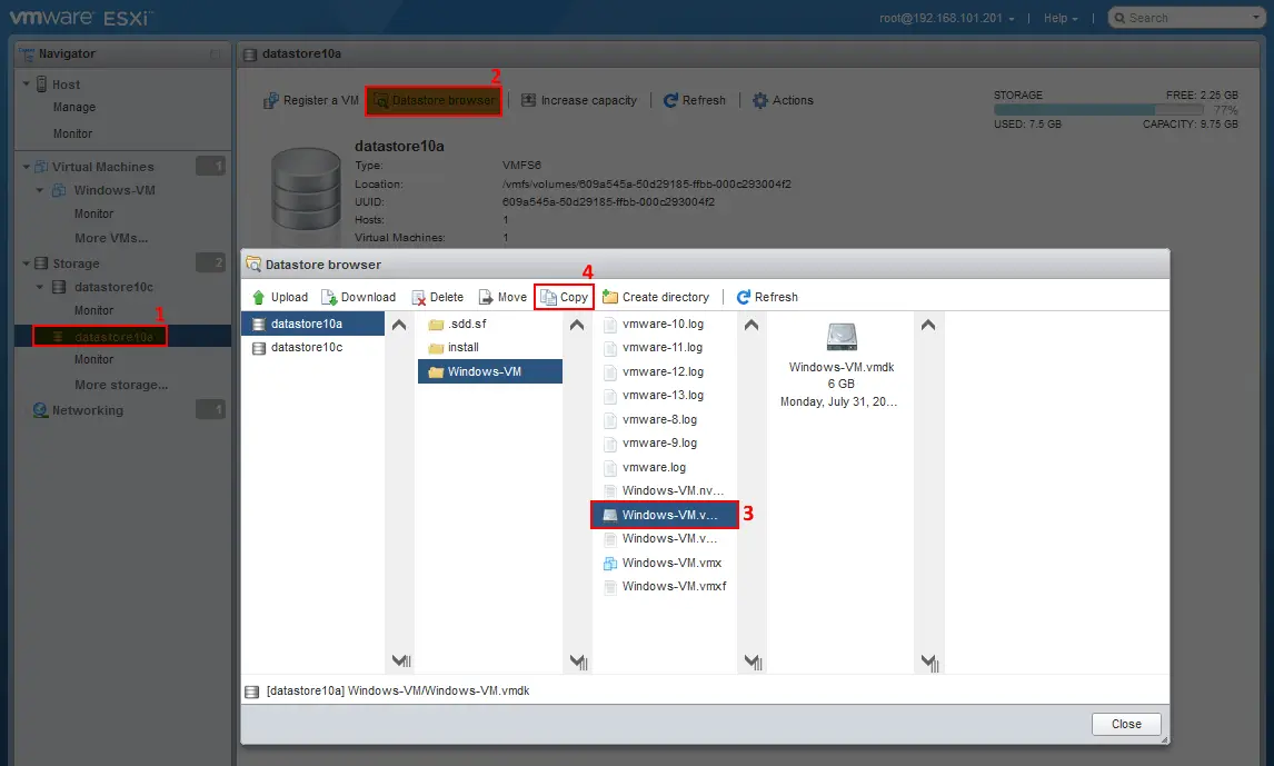 Copying a virtual disk of the original VM to the VM clone directory