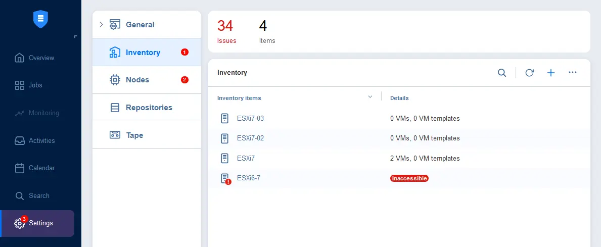 ESXi hosts are added to the inventory