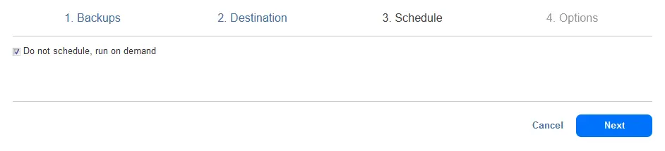 Selecting scheduling options for a Flash VM boot job