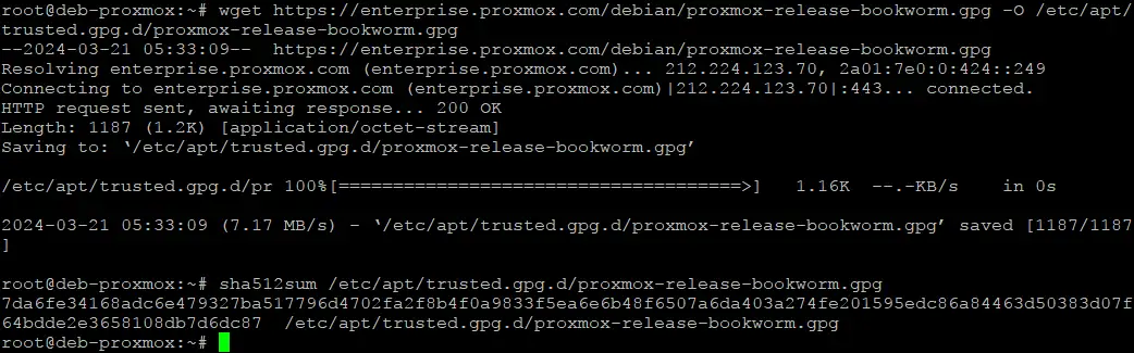 Adding a Proxmox software repository key