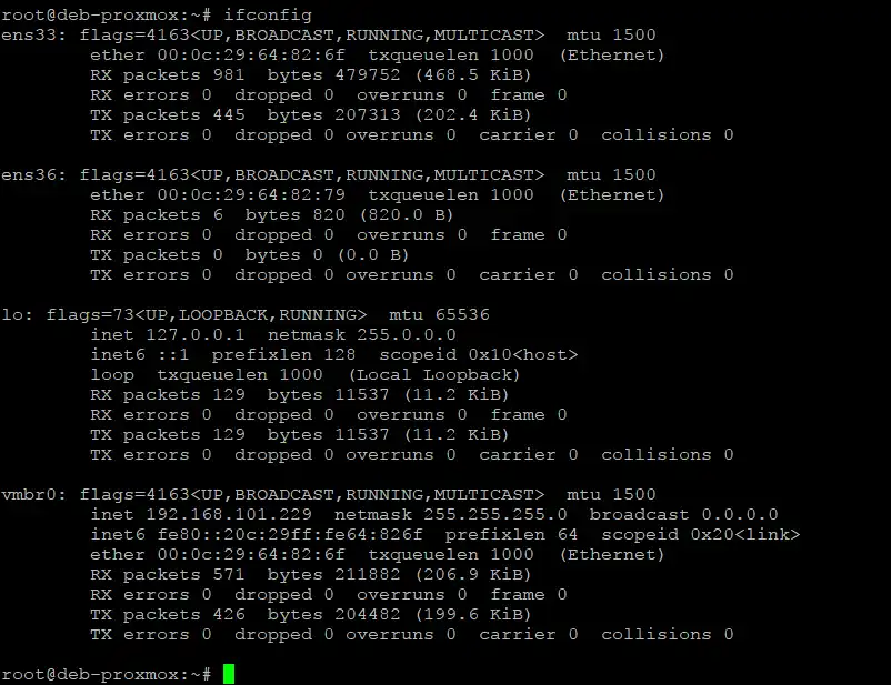 Checking the current network configuration
