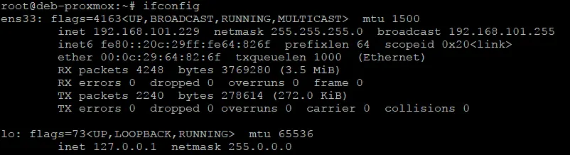 Checking the network configuration after network setup