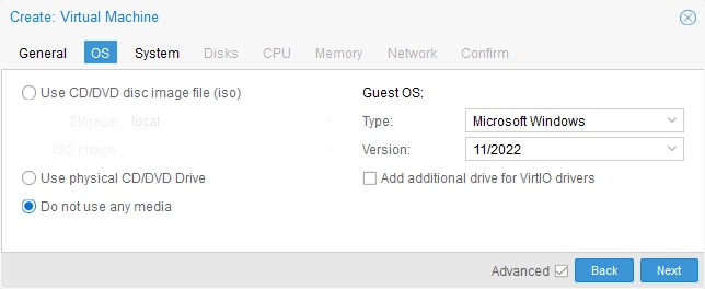 Configuring guest OS options