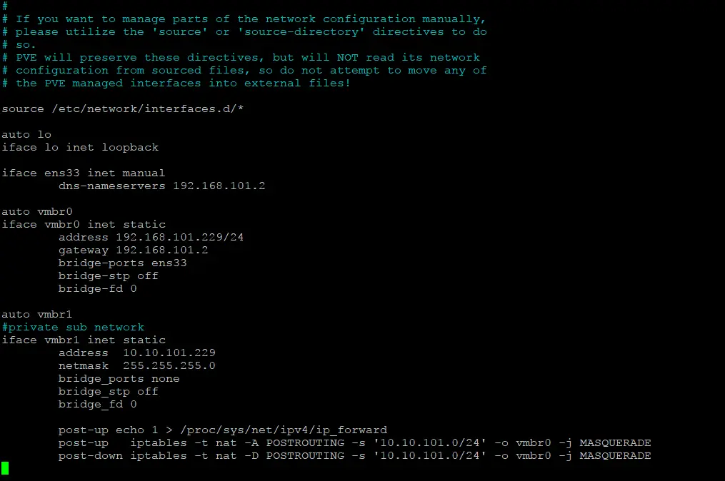 Configuring the network bridge and NAT for the second network interface