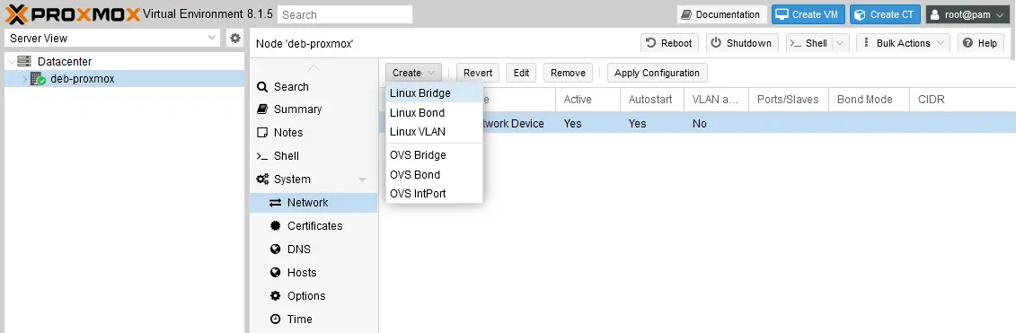 Creating a network bridge for virtual machines