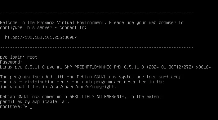Proxmox VE has been already installed using the bootable ISO image