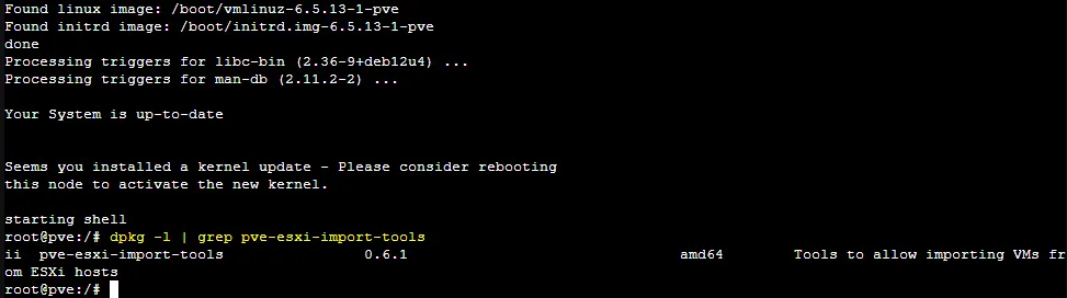 pve-esxi-import-tools have been installed with an upgrade