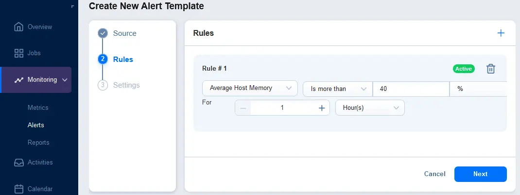 Rules for alert templates
