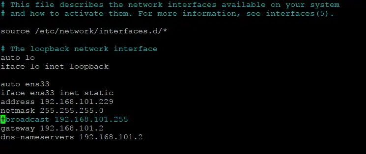 Setting up the IP configuration for a network interface in Debian