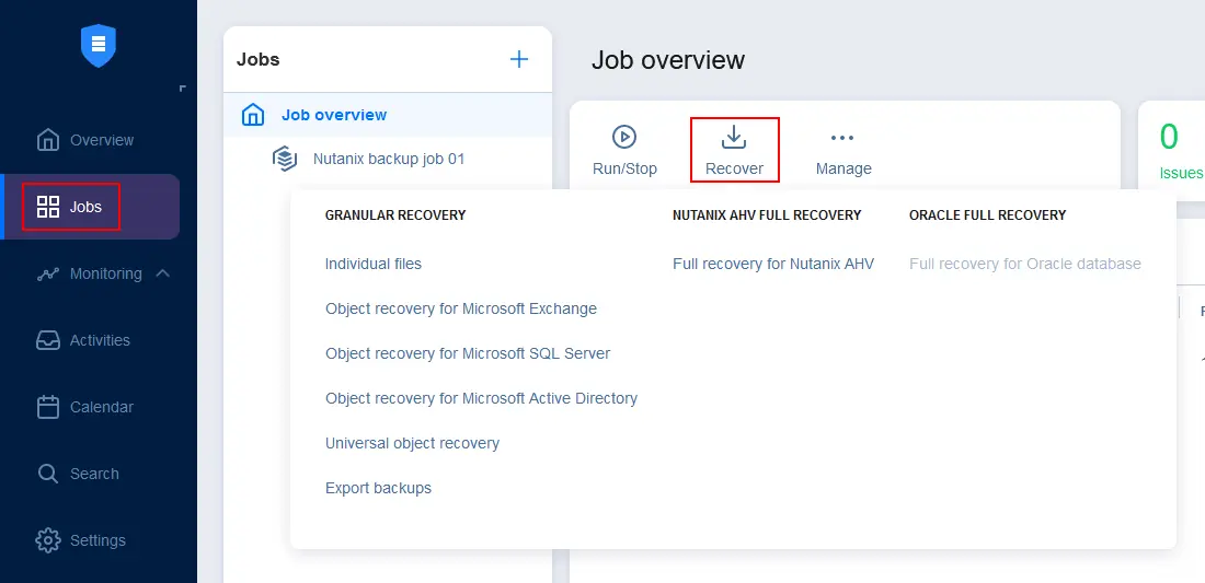 How to recover Nutanix VMs in the NAKIVO solution