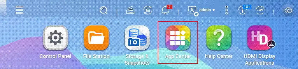 Opening the App Center on QNAP NAS
